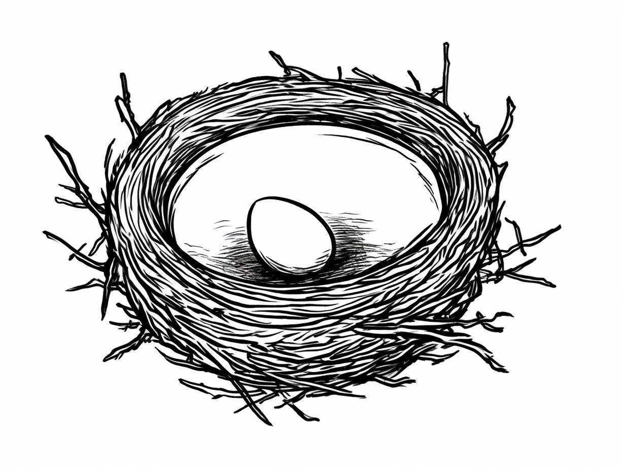 illustration of Feathered nest to color for fun