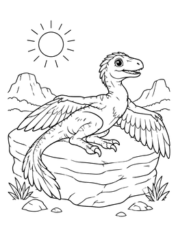 Free printable Sunbathing Feathered Velociraptor coloring page