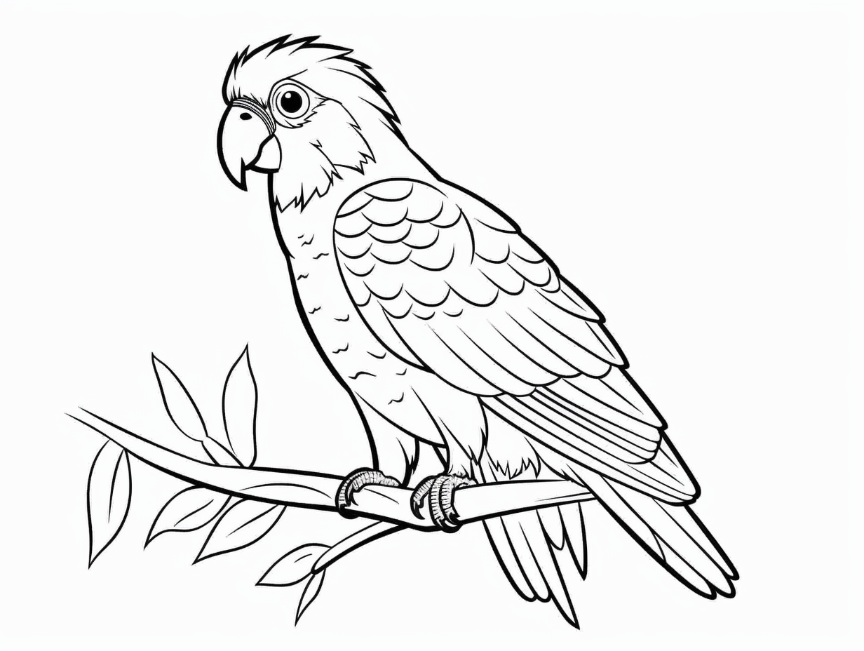 illustration of Feathery friend parakeet coloring sheet