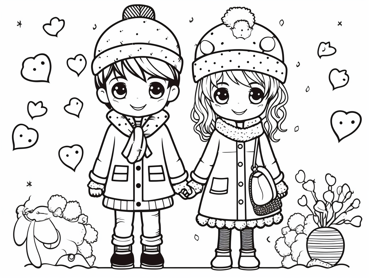 illustration of February coloring excitement