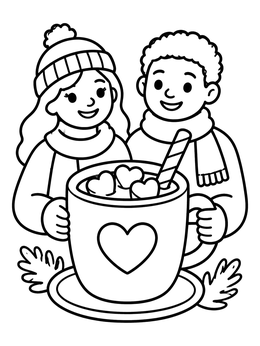 Free printable Cozy Hot Cocoa With Friends coloring page