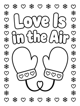 Free printable Cozy Winter Mittens And Love Quote coloring page