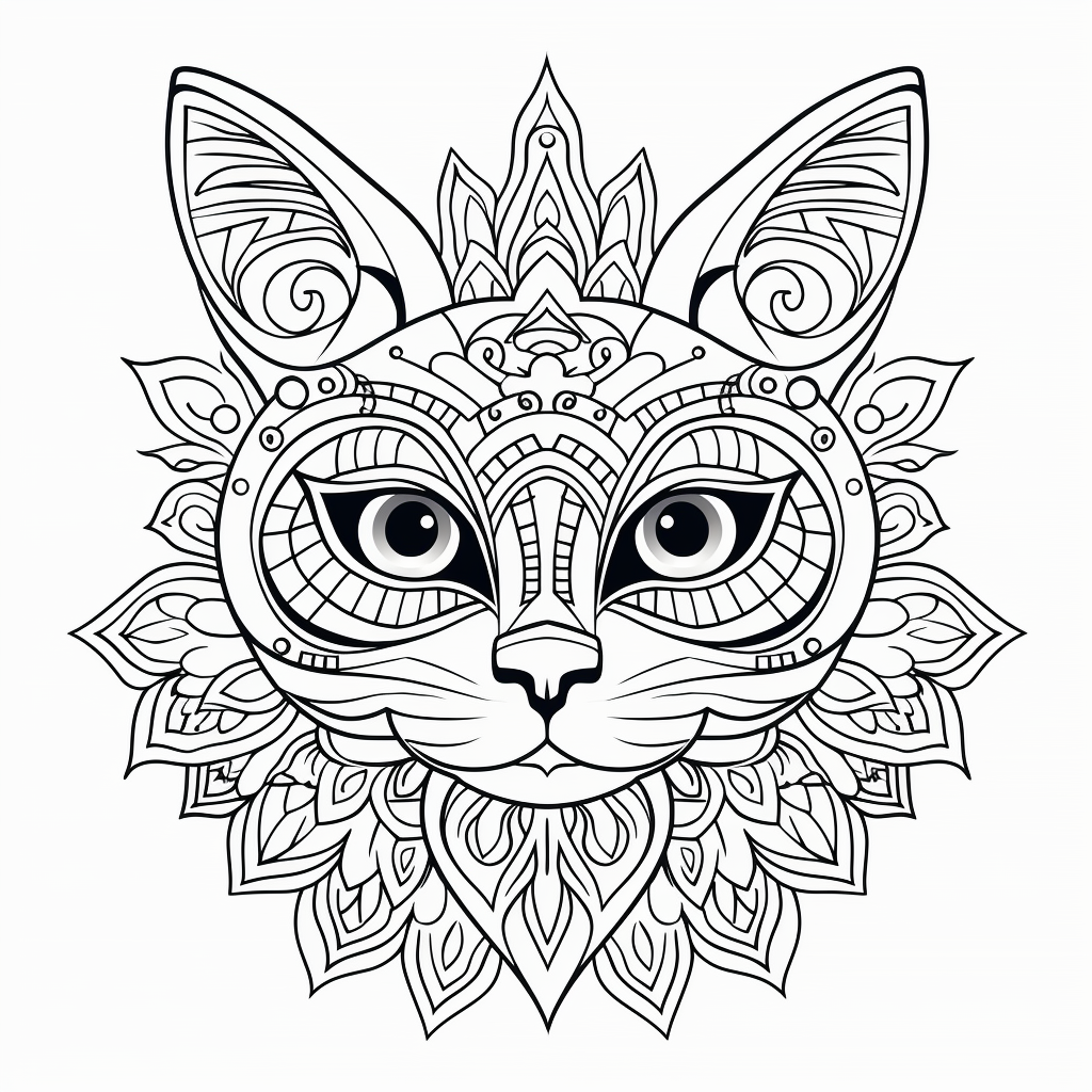 illustration of Feline-inspired easter mandala art