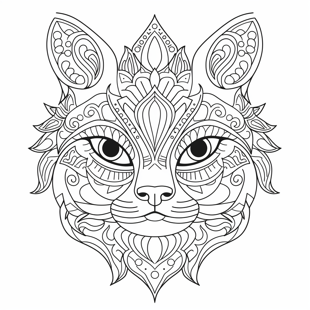 illustration of Feline mandala: unwind and color