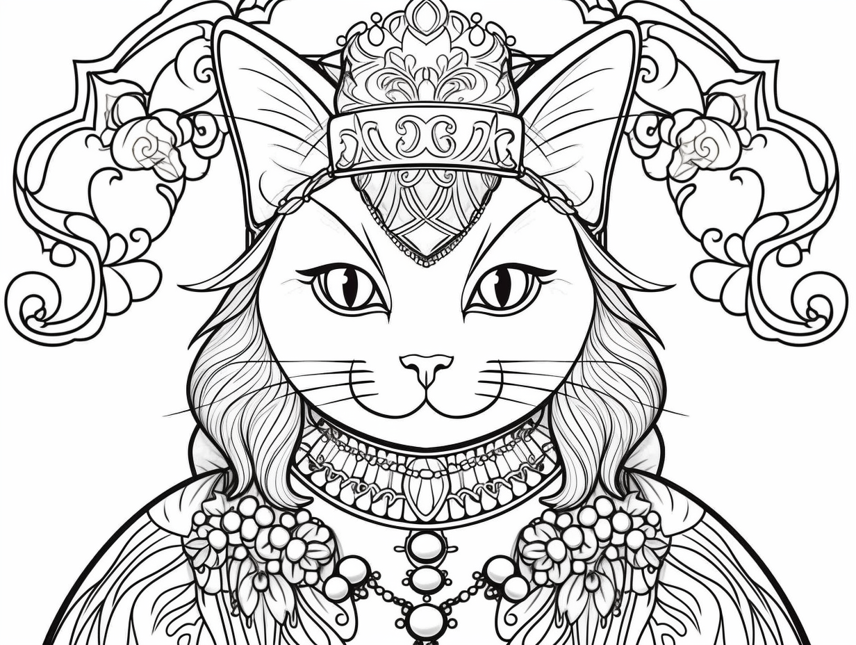 illustration of Feline royalty coloring page