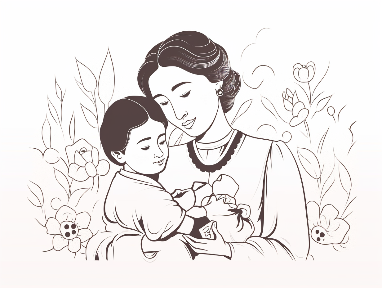 illustration of Feliz Día de las Madres coloring sheet