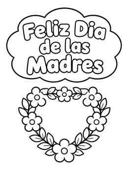 Free printable Feliz Dia De Las Madres Floral Heart coloring page