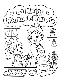 Free printable Baking Together With Mom coloring page