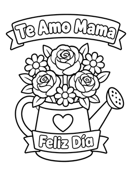 Free printable Watering Can Bouquet For Mother's Day coloring page