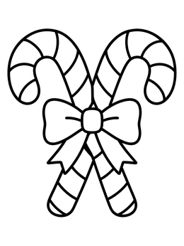 Free printable Crossed Candy Canes With Bow coloring page
