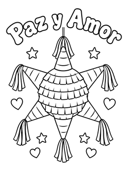 Free printable Festive Star Piñata With Spanish Message coloring page