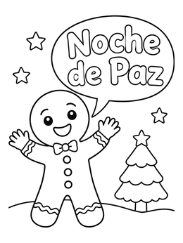 Free printable Gingerbread Man Wishing Noche De Paz coloring page