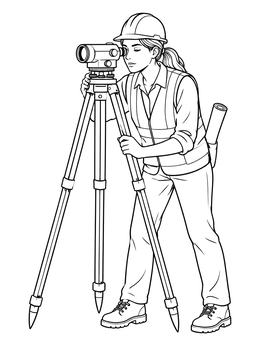 Free printable Female Architect With Surveyor Transit coloring page