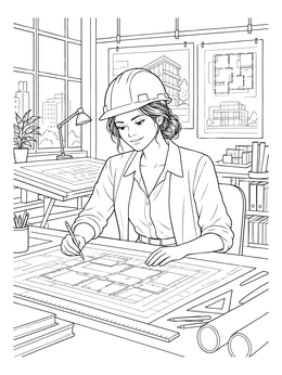 Free printable Civil Engineer Drafting Blueprints coloring page