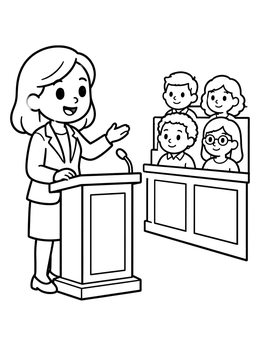 Free printable Female Lawyer Speaking To The Jury coloring page