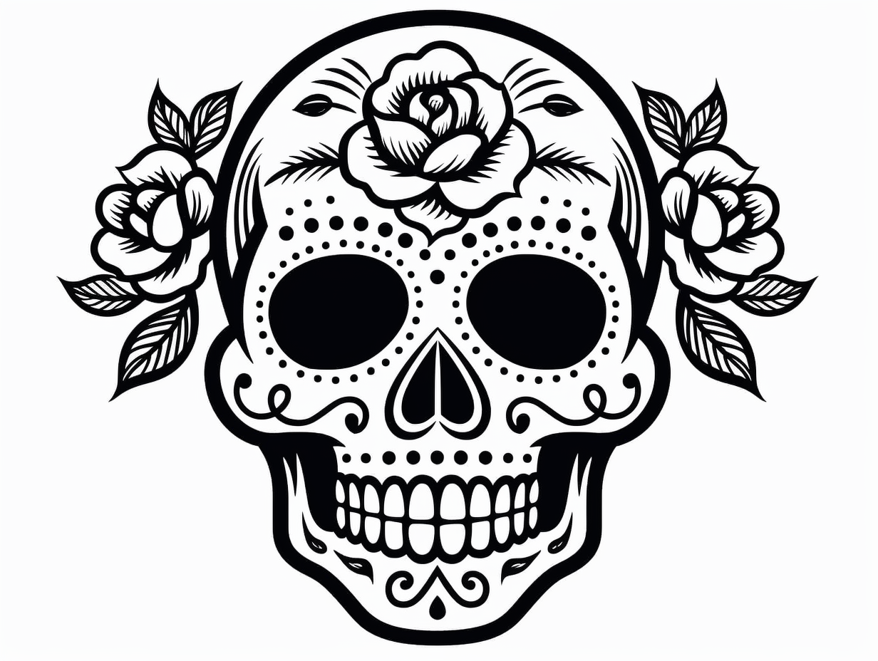 illustration of Female sugar skull coloring page for download