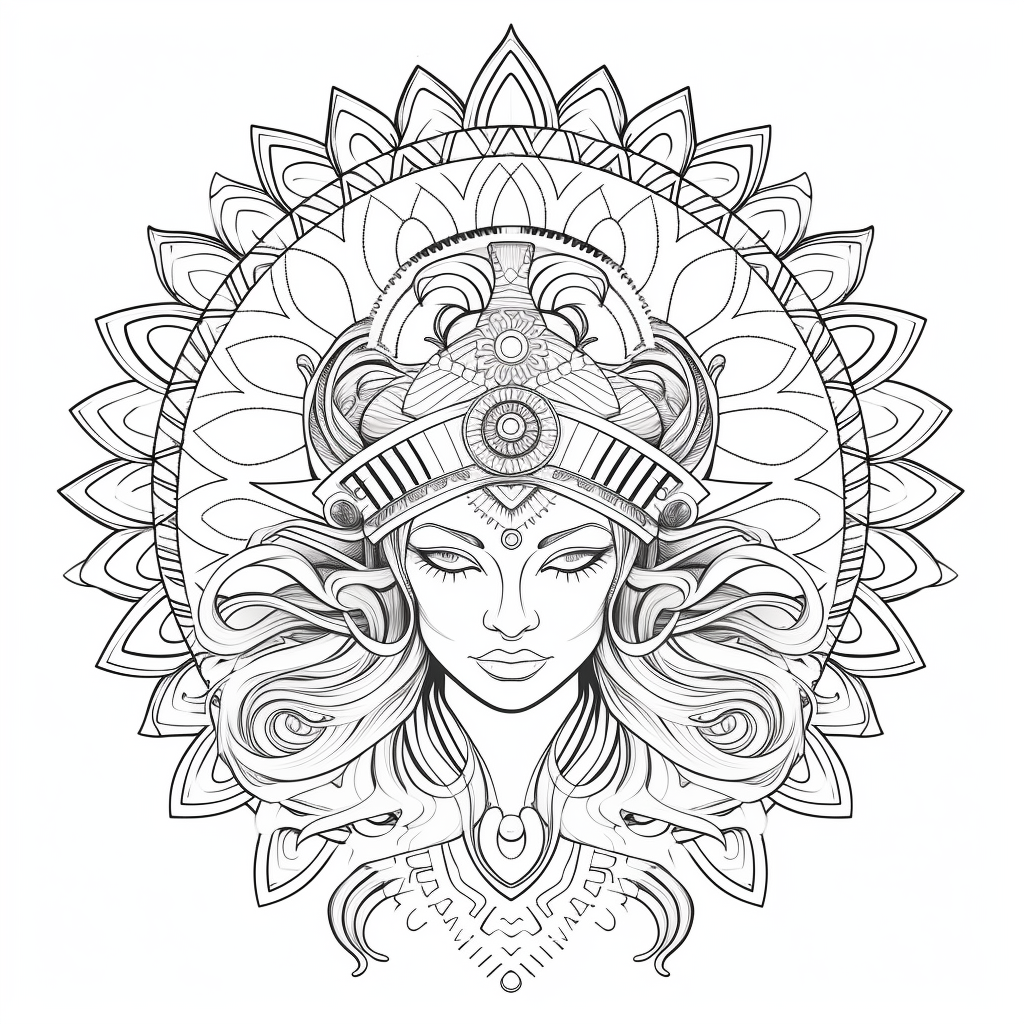 illustration of Feminine queen-themed mandala