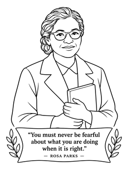Free printable Rosa Parks Portrait With Quote coloring page