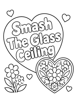 Free printable Smash The Glass Ceiling Heart coloring page