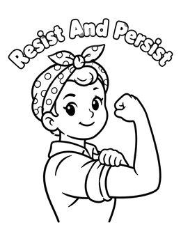 Free printable Strong Rosie The Riveter Girl coloring page