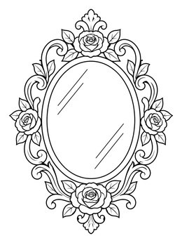 Free printable Vintage Floral Mirror Frame coloring page