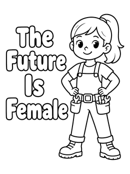 Free printable Young Builder Girl With Tool Belt coloring page
