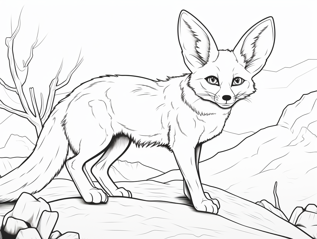 illustration of Fennec fox adult coloring page