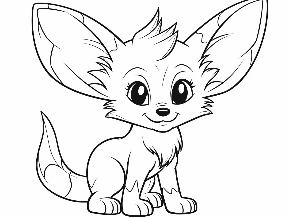 illustration of Fennec fox coloring for children