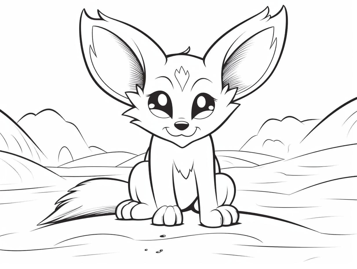 illustration of Fennec fox coloring page