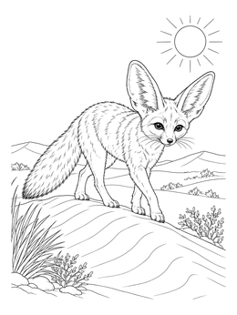 Free printable Fennec Fox On A Desert Dune coloring page
