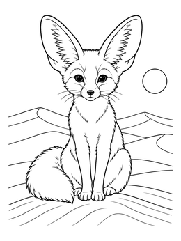 Free printable Fennec Fox On Desert Dunes coloring page