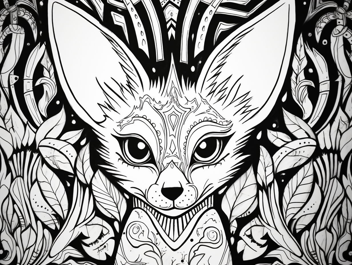 illustration of Fennec fox dreamland coloring