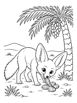 Free printable Fennec Fox Eating Sweet Dates coloring page