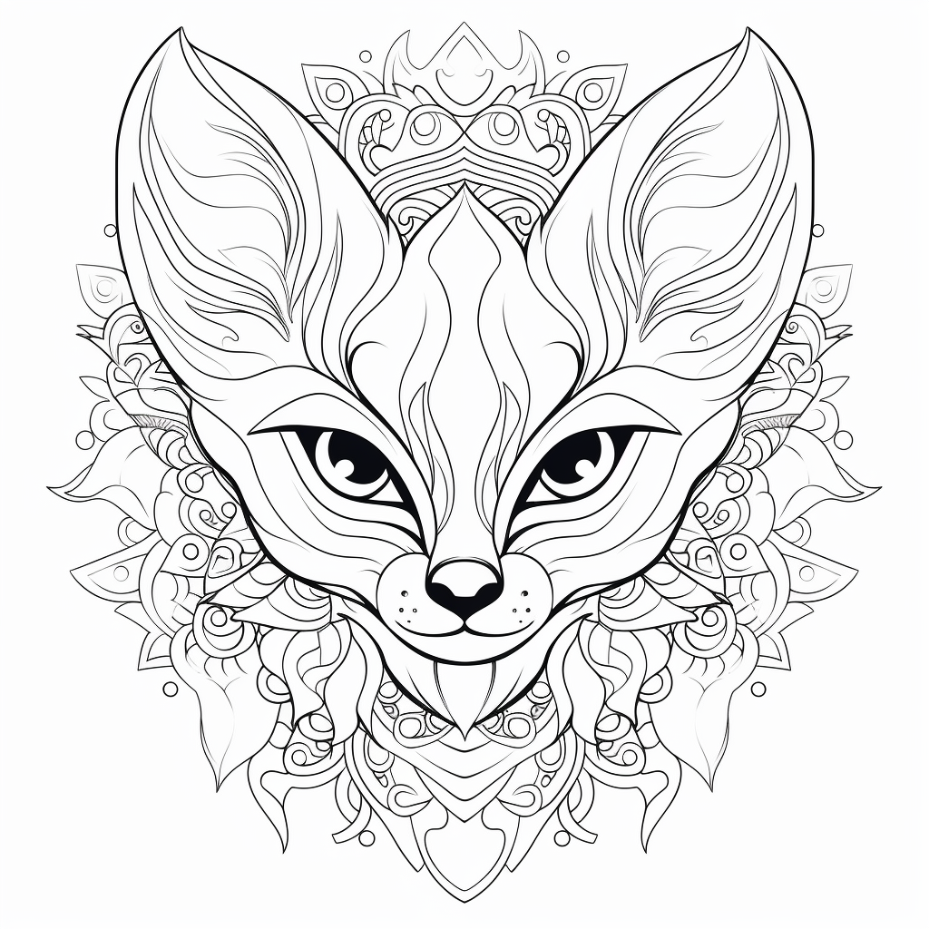 illustration of Fennec fox mandala coloring delight