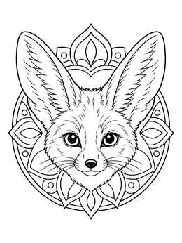 Free printable Fennec Fox Mandala Portrait coloring page
