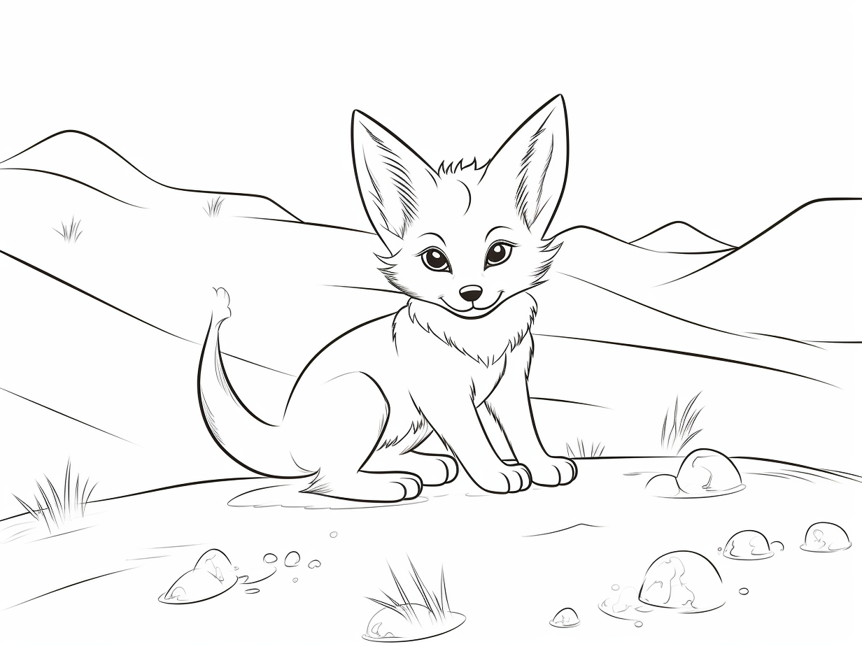 illustration of Fennec fox picture to color