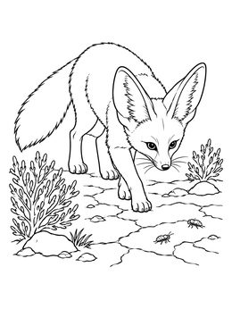 Free printable Fennec Fox Prowling In Desert coloring page