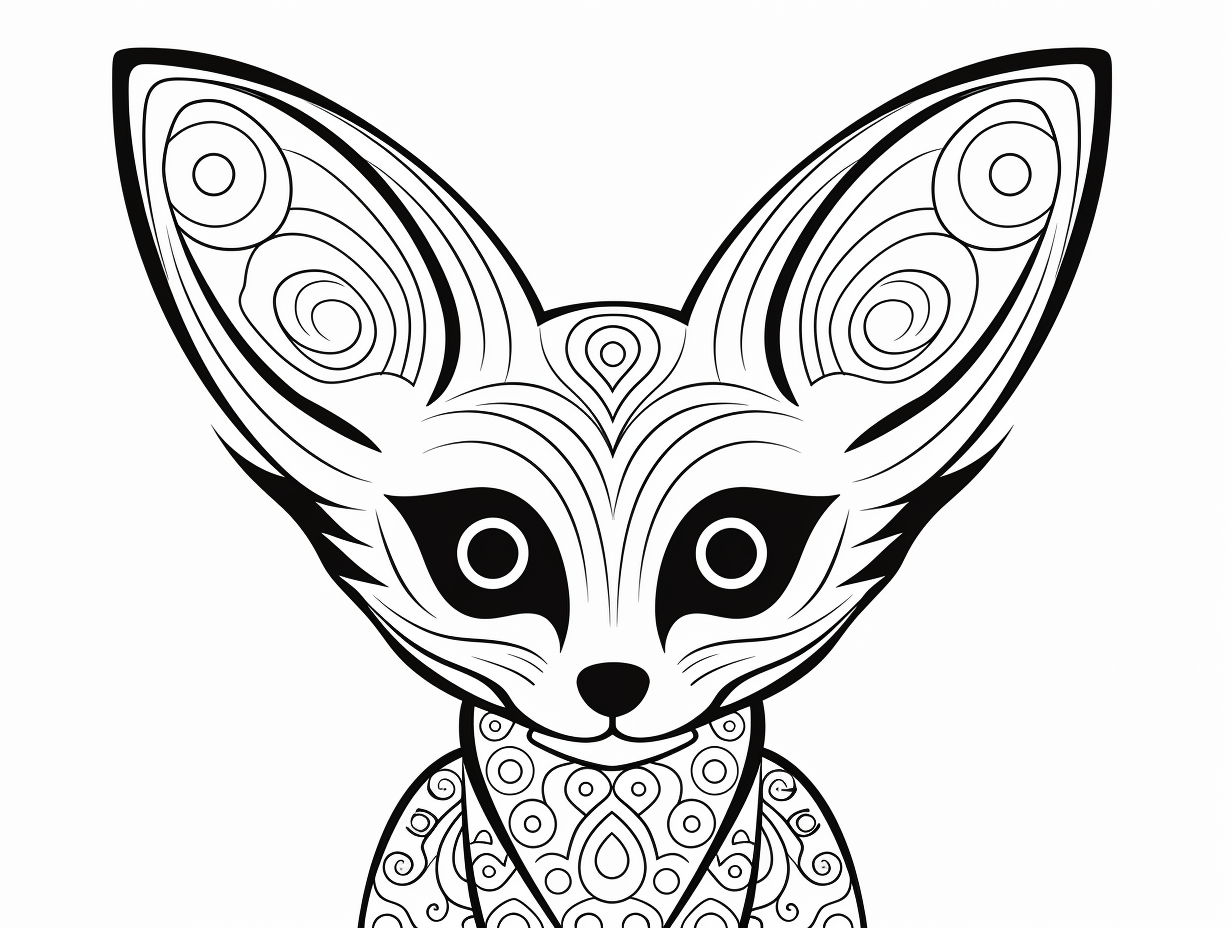 illustration of Fennec foxes in nature coloring