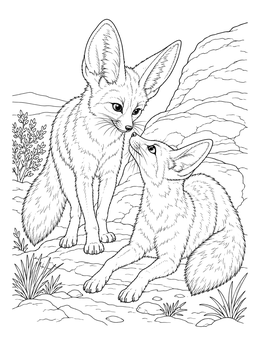 Free printable Fennec Foxes By Sandstone Boulders coloring page