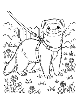 Free printable Ferret On Backyard Walk coloring page