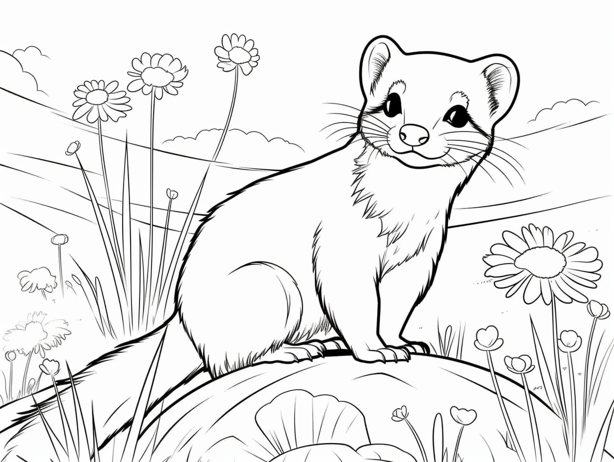 illustration of Ferret coloring time