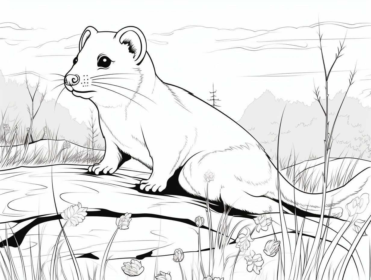 illustration of Ferret fun: adult coloring sheet