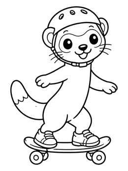 Free printable Ferret Riding A Skateboard coloring page