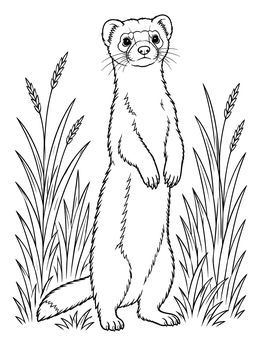 Free printable Ferret Standing In Prairie Grass coloring page