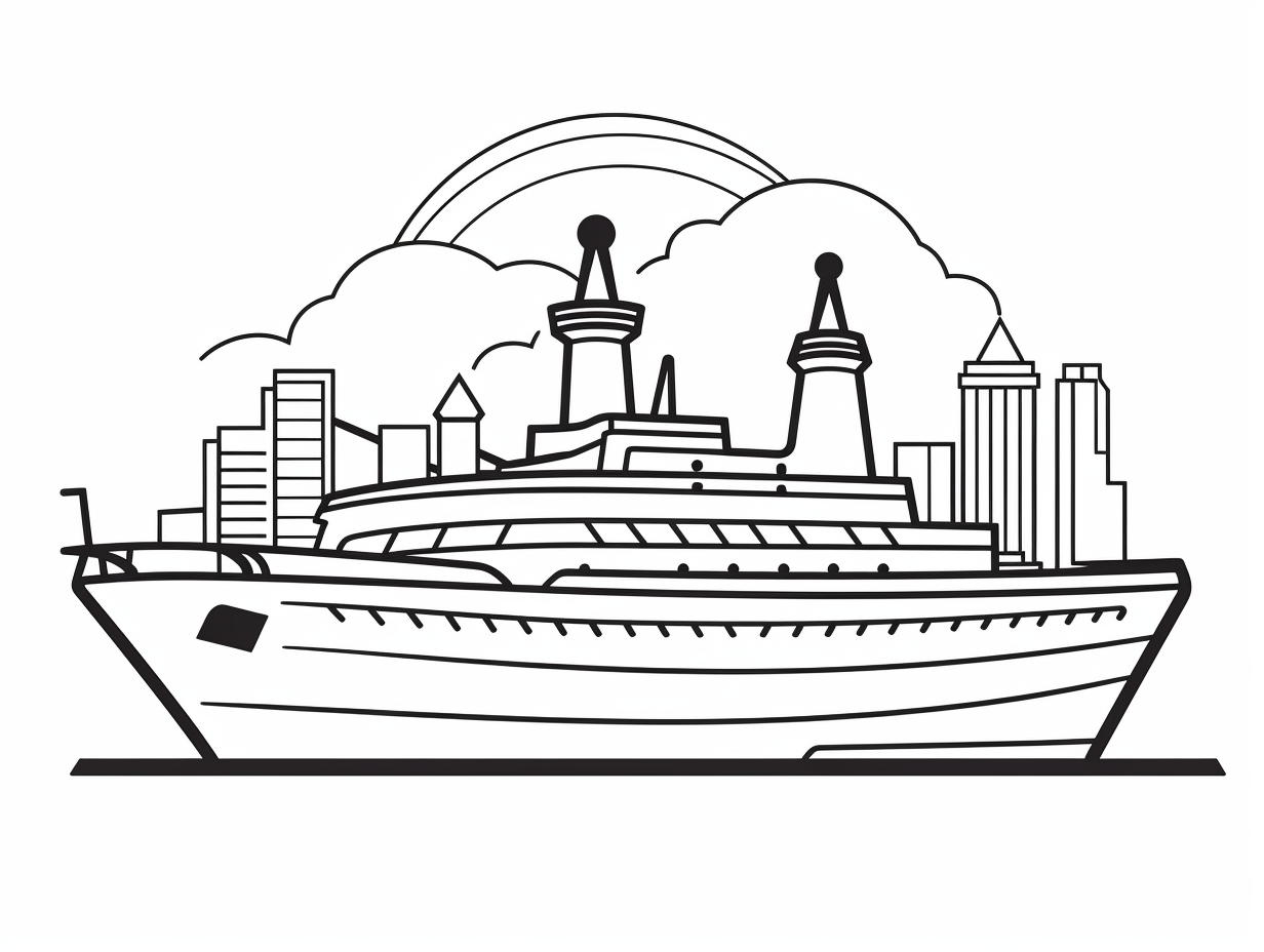 illustration of Ferry-boat coloring sheet