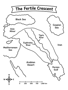 Free printable Fertile Crescent Historical Map coloring page