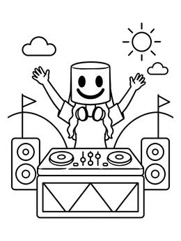 Free printable Festival Dj With Smiley Mask coloring page