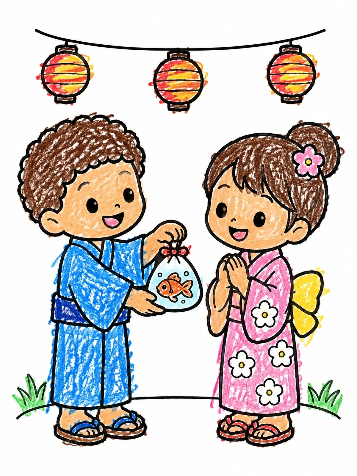 Colored example of the Festival Gift For A Friend coloring page