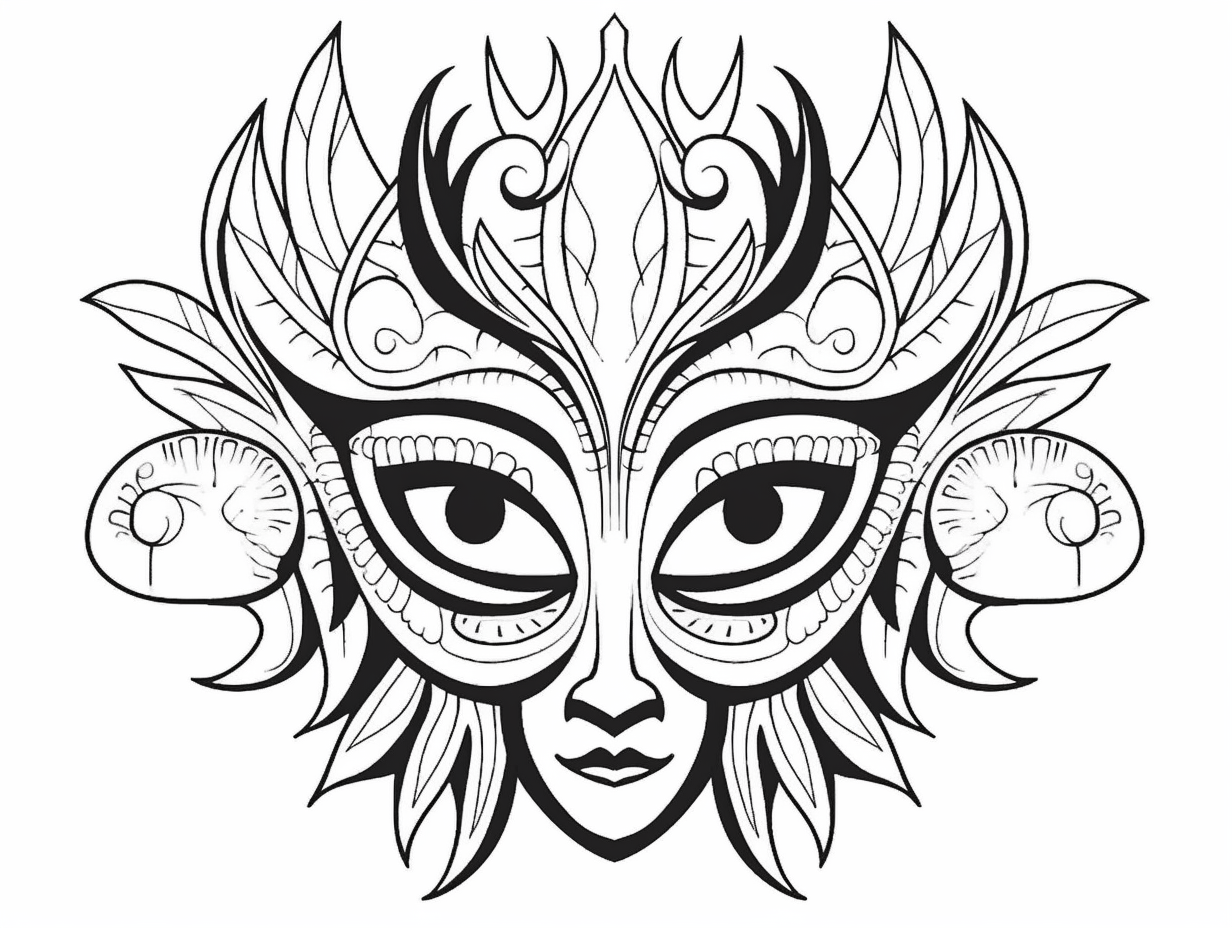 illustration of Festival mask coloring page