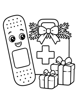 Free printable Festive Bandage And First Aid Kit coloring page